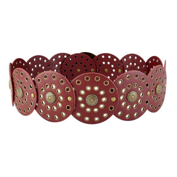 Women Wide Disc Belt Vintage Pu Leather Boho Dics Wide Western Chunky 2813